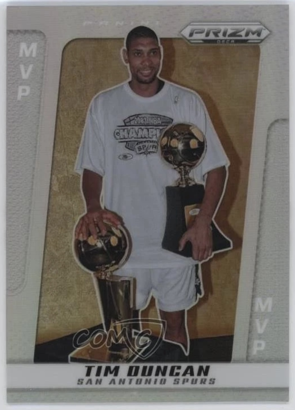 2024-25 Panini Prizm Deca — MVP Award Winners — Tim Duncan #300 — Silver Prizm Unnumbered 實物相