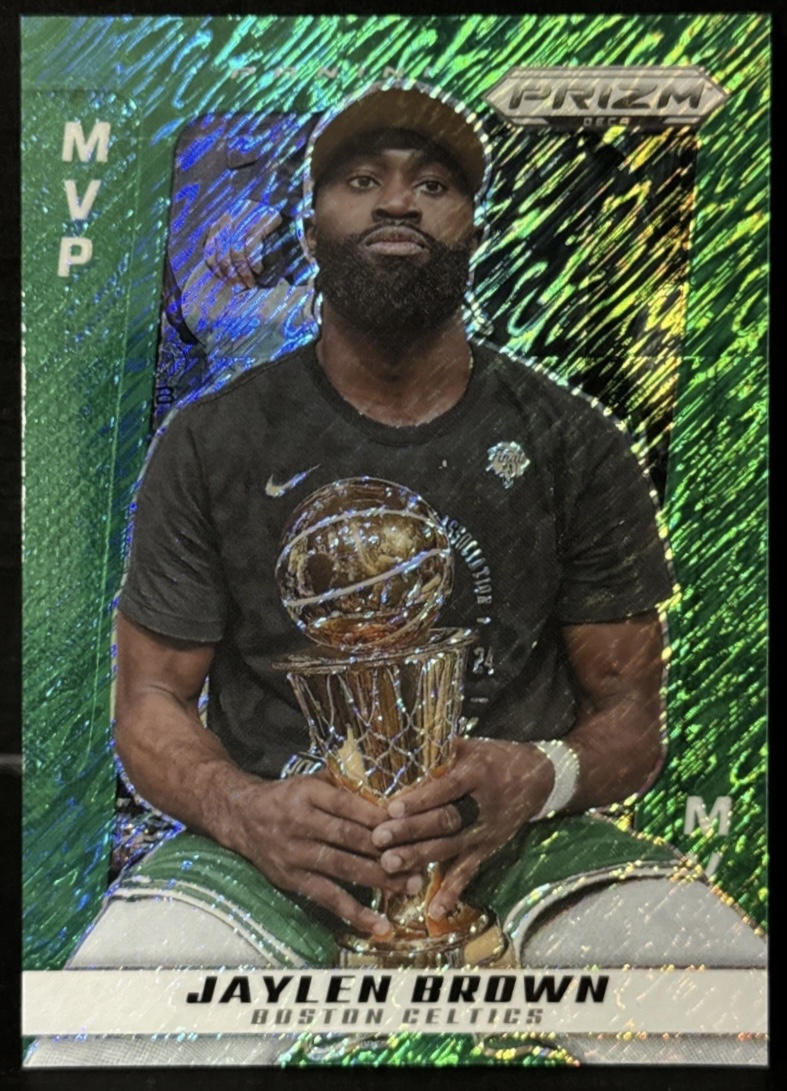 2024-25 Panini Prizm Deca — MVP Award Winners — Jaylen Brown #291 — Green Shimmer FOTL Prizm /12 實物相