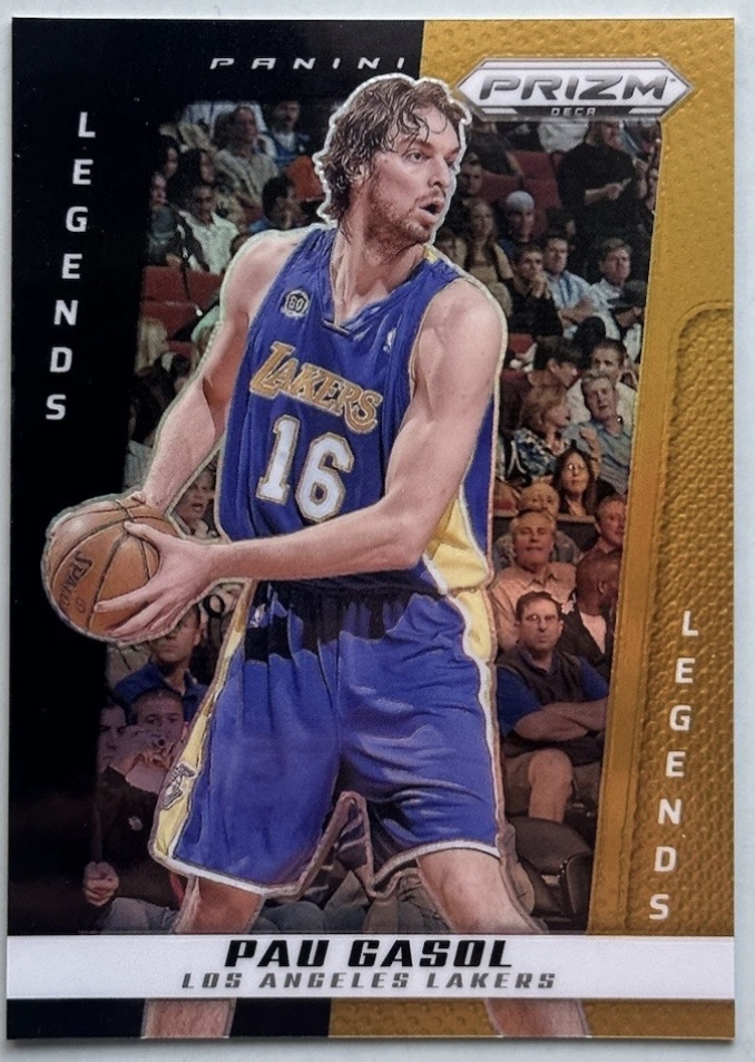 2024-25 Panini Prizm Deca — Legends — Pau Gasol #216 — Black Gold Prizm /5 實物相