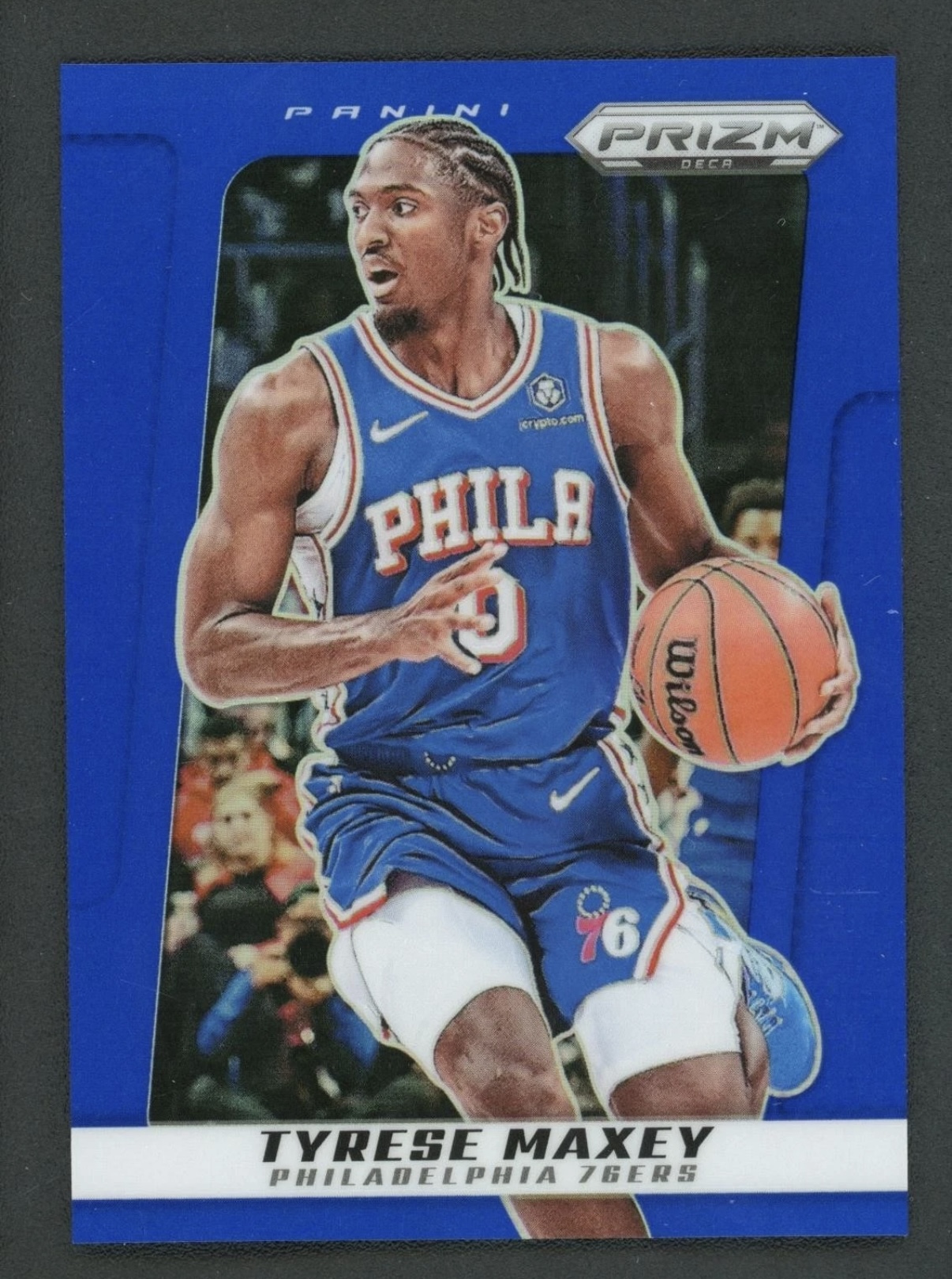 2024-25 Panini Prizm Deca — Base — Tyrese Maxey #193 — Blue Prizm /149 實物相