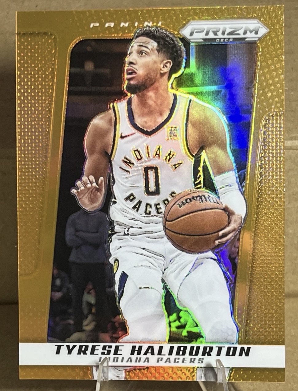2024-25 Panini Prizm Deca — Base — Tyrese Haliburton #18 — Orange Prizm /49 實物相