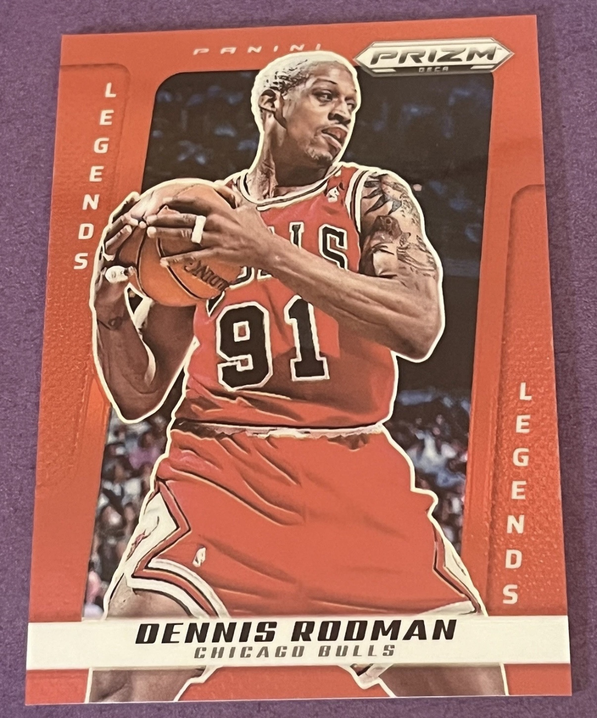 2024-25 Panini Prizm Deca — Legends — Dennis Rodman #220 — Red Prizm /199 實物相