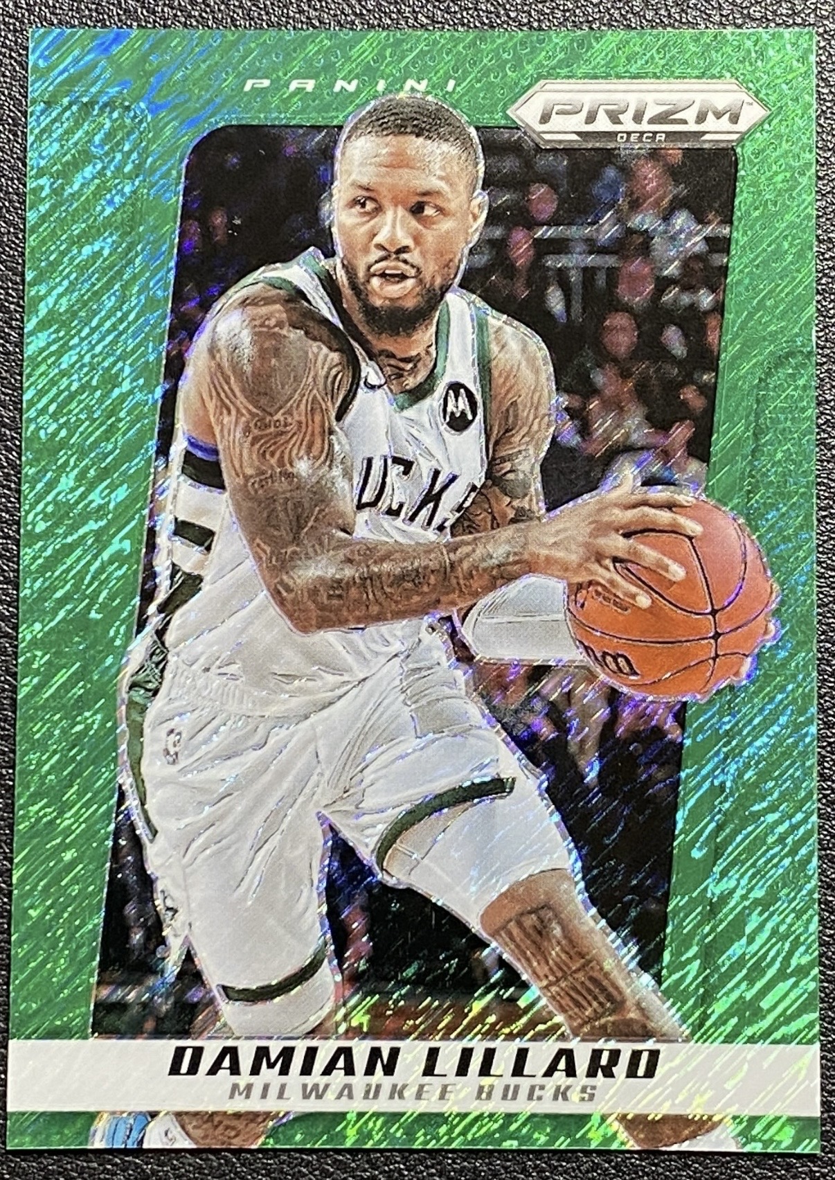 2024-25 Panini Prizm Deca — Base — Damian Lillard #178 — Green Shimmer FOTL Prizm /12 實物相